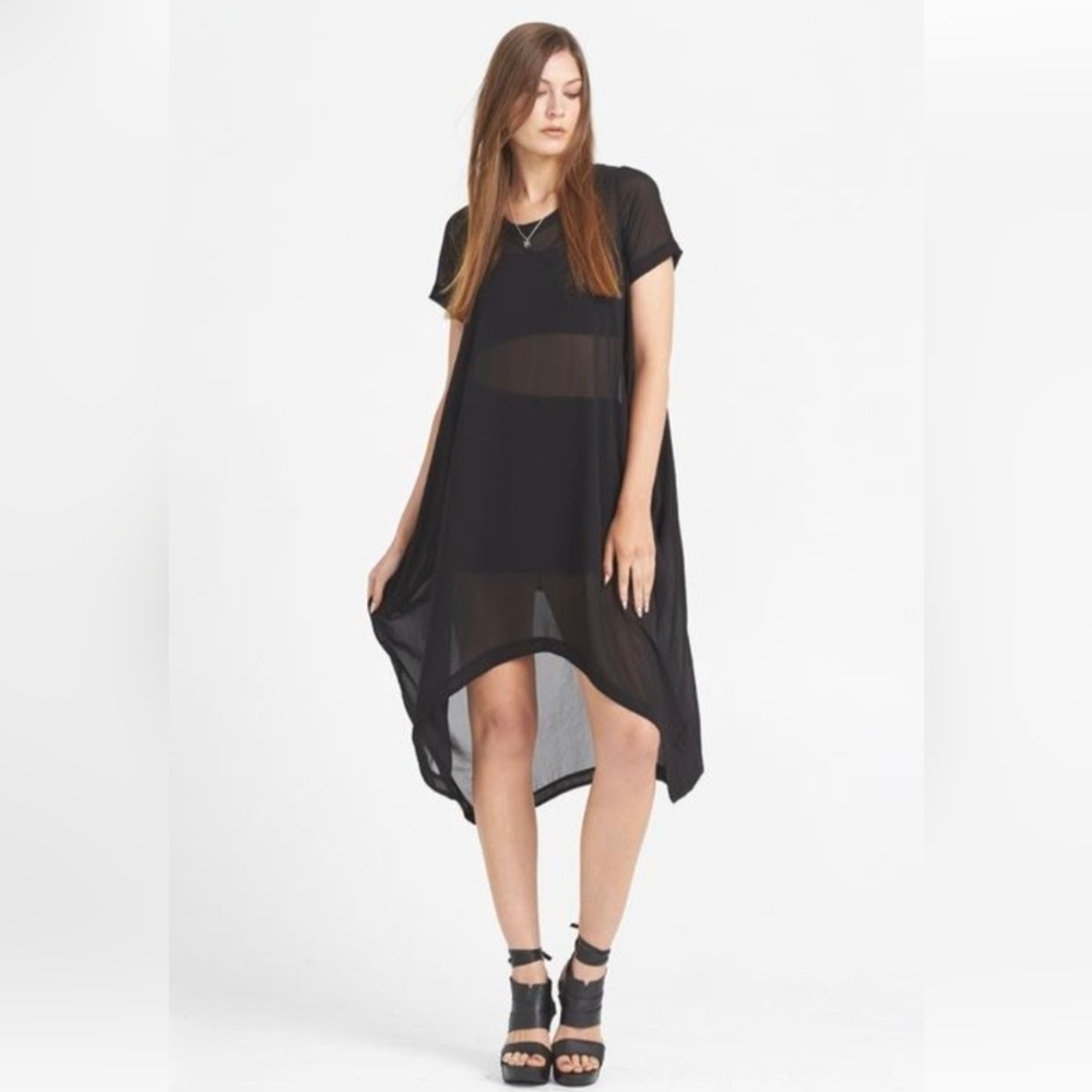 Lily White 'Estillo ' NWT Black Sheer High Low Cover Up